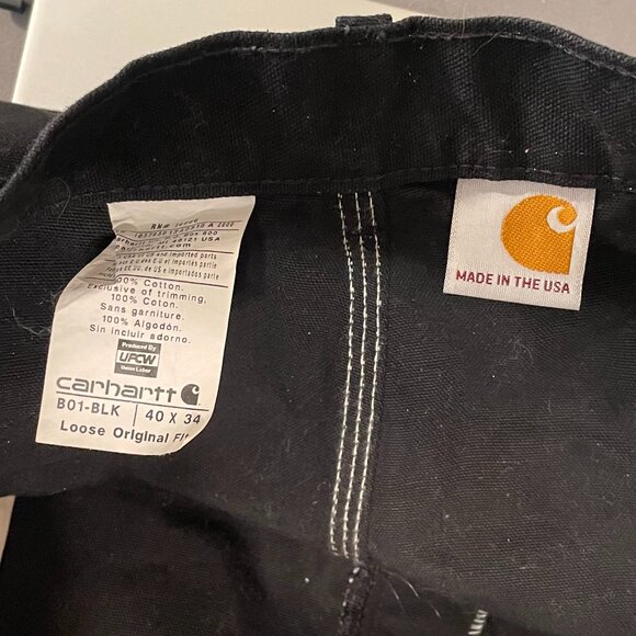 Men's Carhart Pants Black Size 40X34 RN#14806 B01-Blk Double Thick Knees, Rugged - Picture 4 of 5